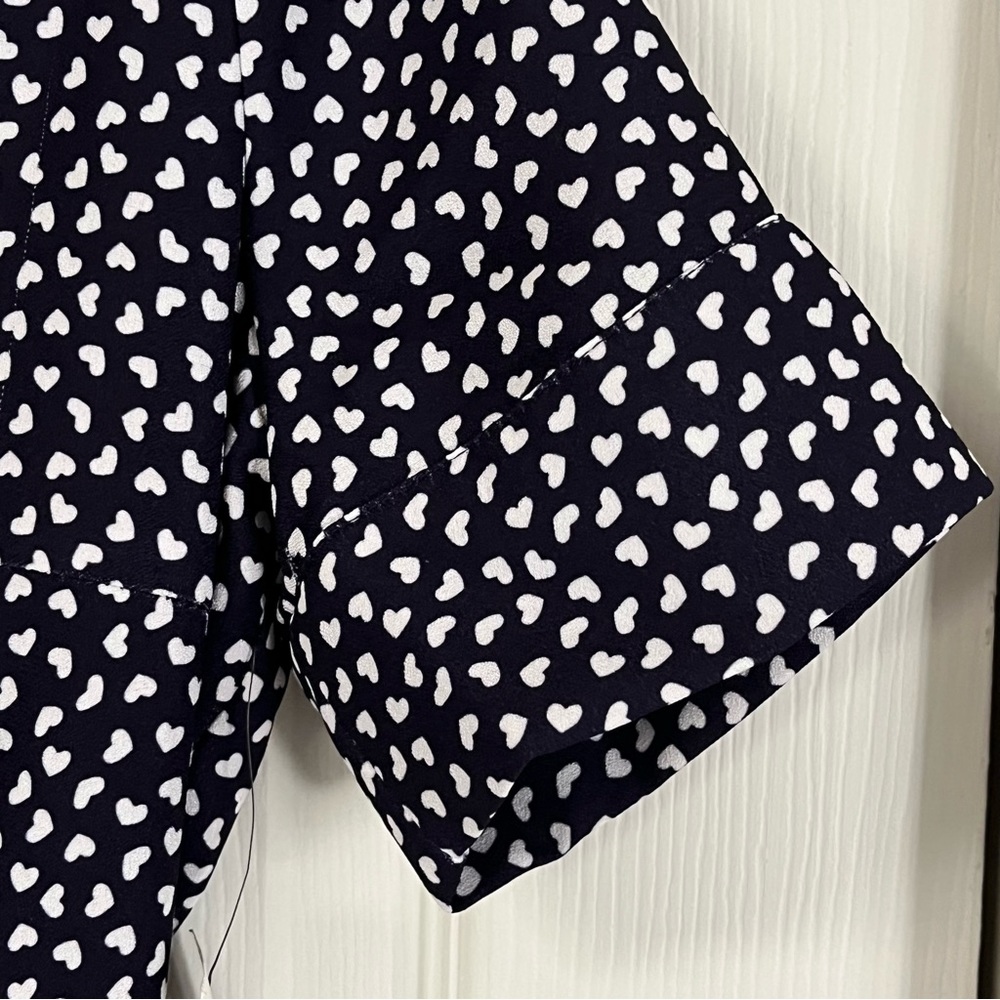 ALEXIA ADMOR Midi Heart Pattern Fit & Flare Collared Navy & White Dress Size 6 - Picture 7 of 16